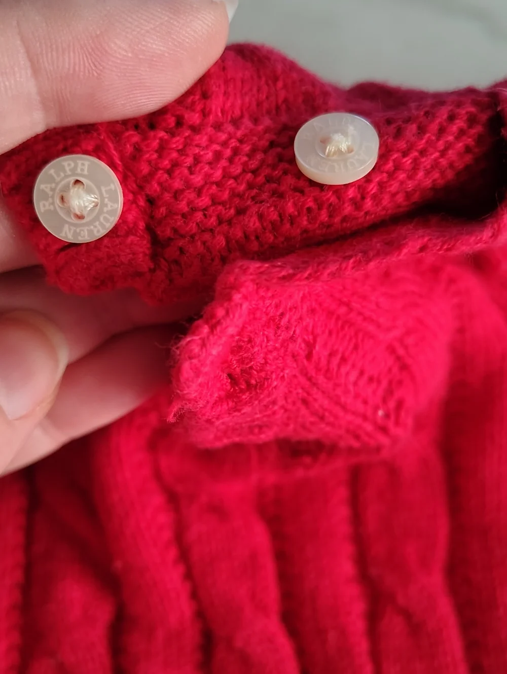 Ralph Lauren 100% Cotton Red Cable Knit Long Sleeve Sweater Dress Size 18 Months